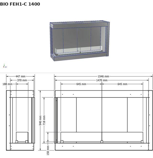 BIO FEH1-C 1400 — render 3D y medidas