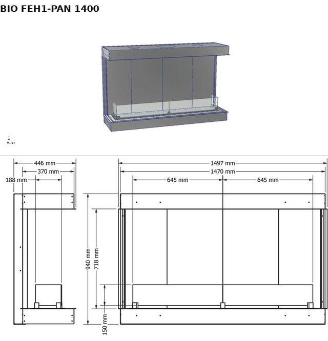 BIO FEH1-PAN 1400 — render 3D y medidas