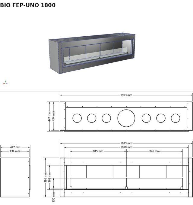 BIO FEP-UNO 1800 — render 3D y medidas