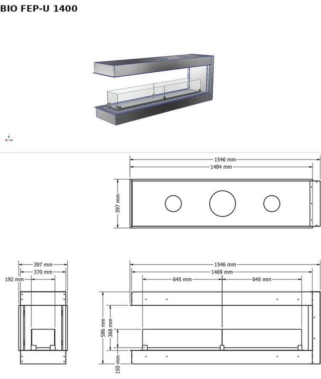BIO FEP-U 1400 — render 3D y medidas