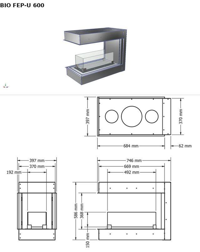 BIO FEP-U 600 — render 3D y medidas