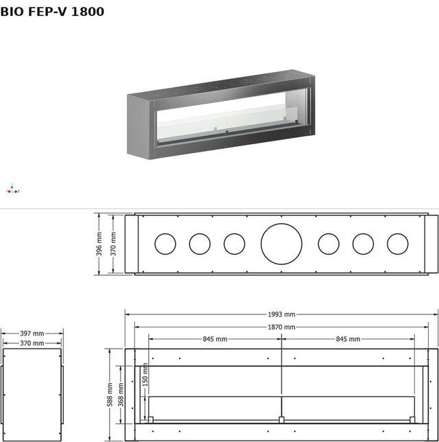 BIO FEP-V 1800 — render 3D y medidas