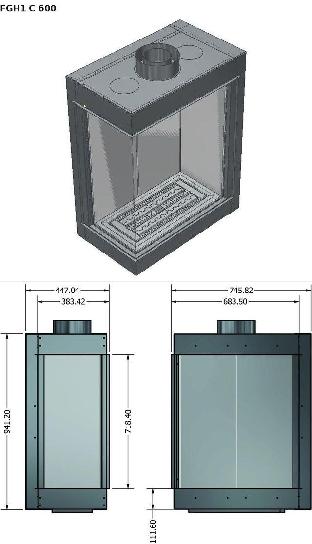 FGH1 C 600 — render 3D y medidas