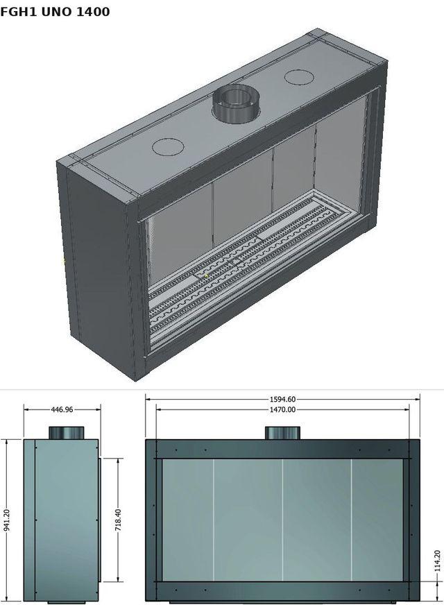 FGH1 UNO 1400 — render 3D y medidas
