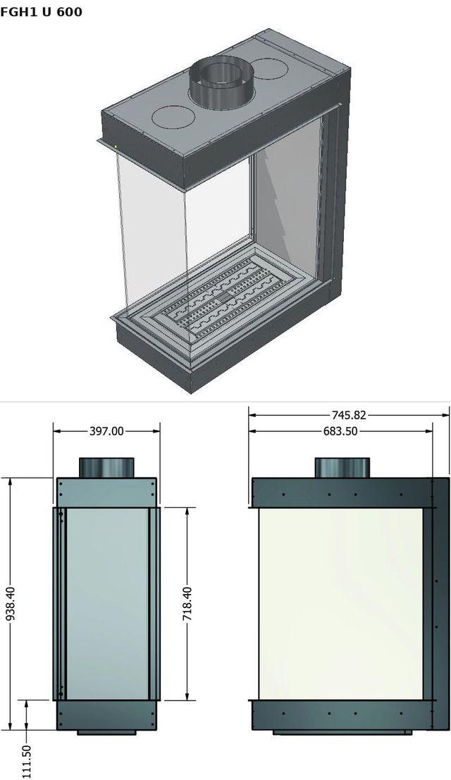 FGH1 U 600 — render 3D y medidas