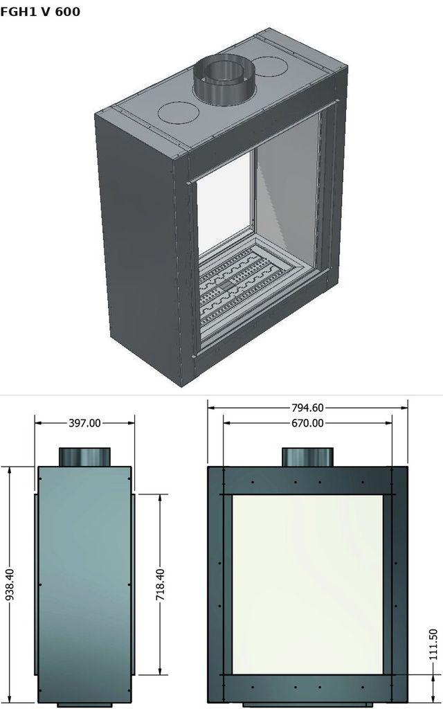 FGH1 V 600 — render 3D y medidas
