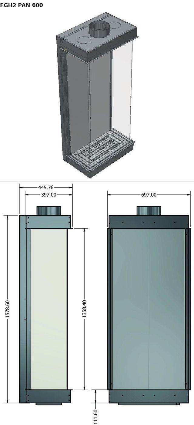 FGH2 PAN 600 — render 3D y medidas