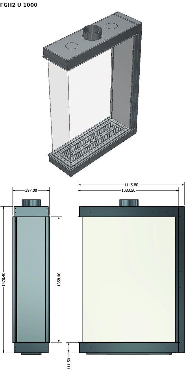 FGH2 U 1000 — render 3D y medidas