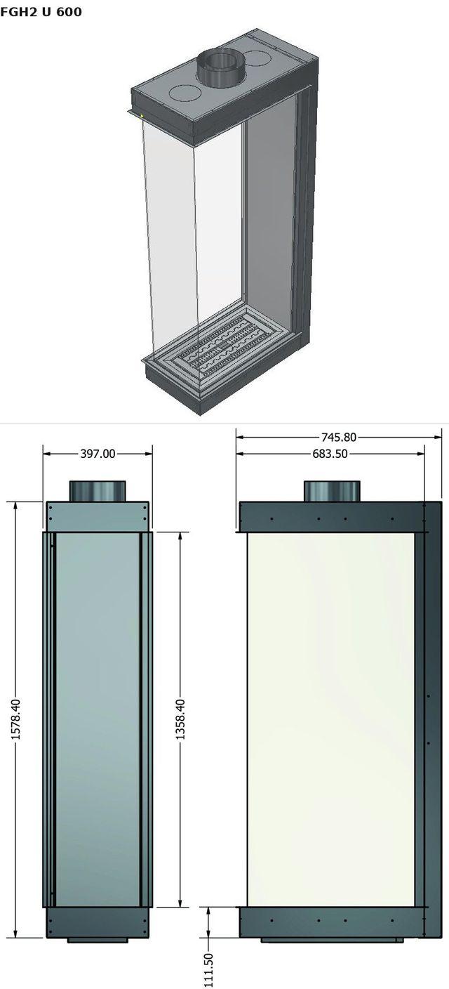 FGH2 U 600 — render 3D y medidas