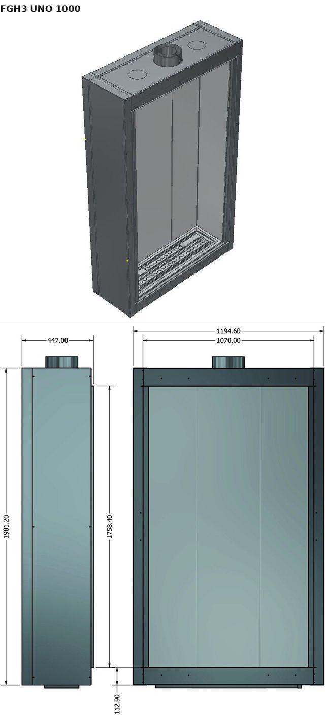FGH3 UNO 1000 — render 3D y medidas