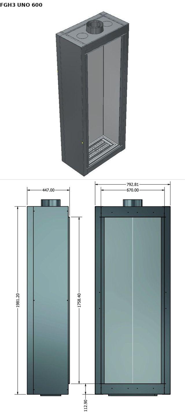 FGH3 UNO 600 — render 3D y medidas