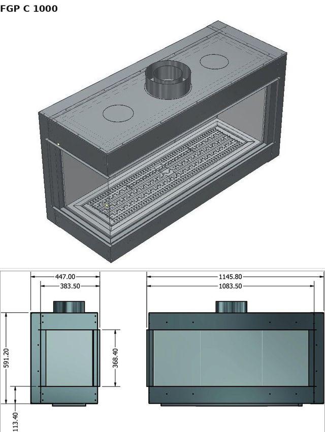FGP C 1000 — render 3D y medidas
