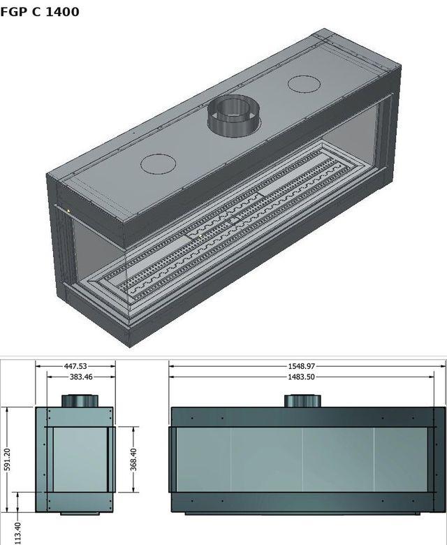 FGP C 1400 — render 3D y medidas