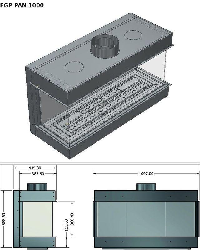 FGP PAN 1000 — render 3D y medidas