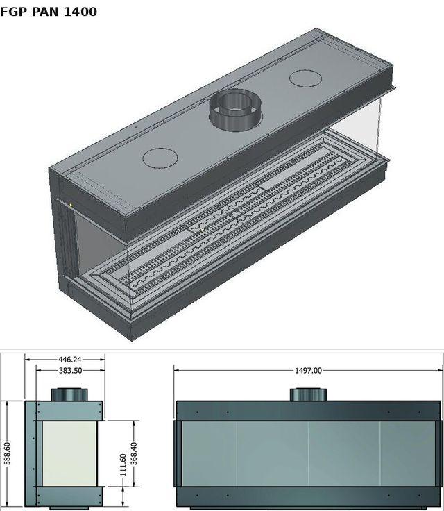 FGP PAN 1400 — render 3D y medidas