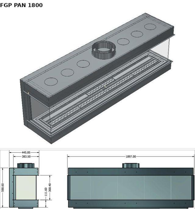 FGP PAN 1800 — render 3D y medidas