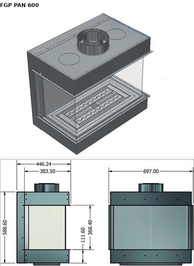 FGP PAN 600 — render 3D y medidas