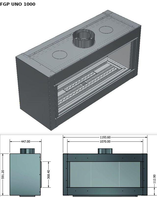 FGP UNO 1000 — render 3D y medidas