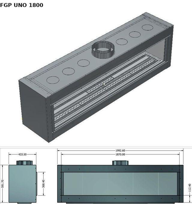 FGP UNO 1800 — render 3D y medidas