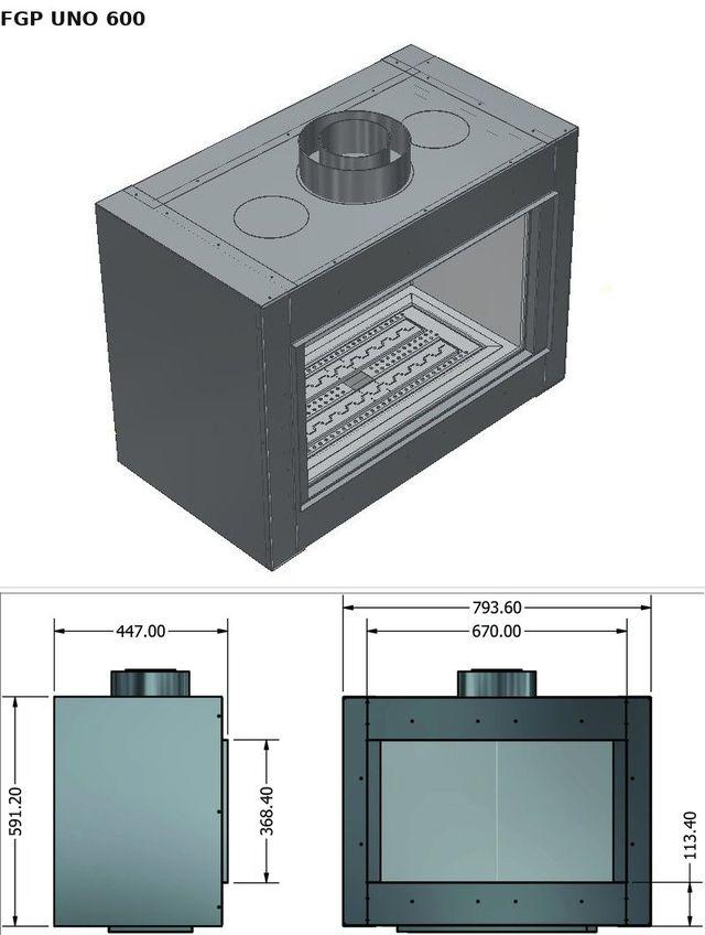 FGP UNO 600 — render 3D y medidas