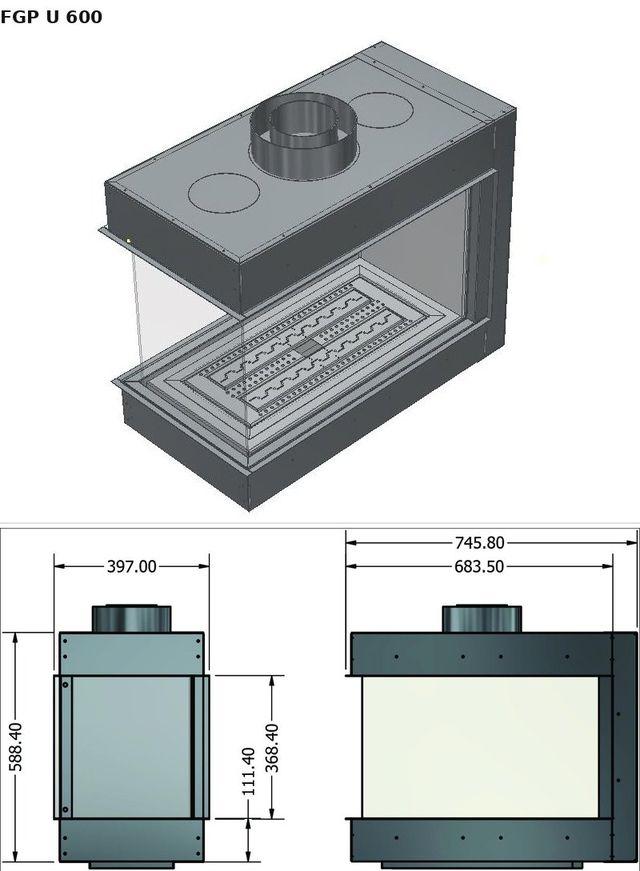 FGP U 600 — render 3D y medidas