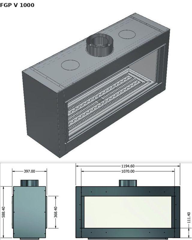 FGP V 1000 — render 3D y medidas
