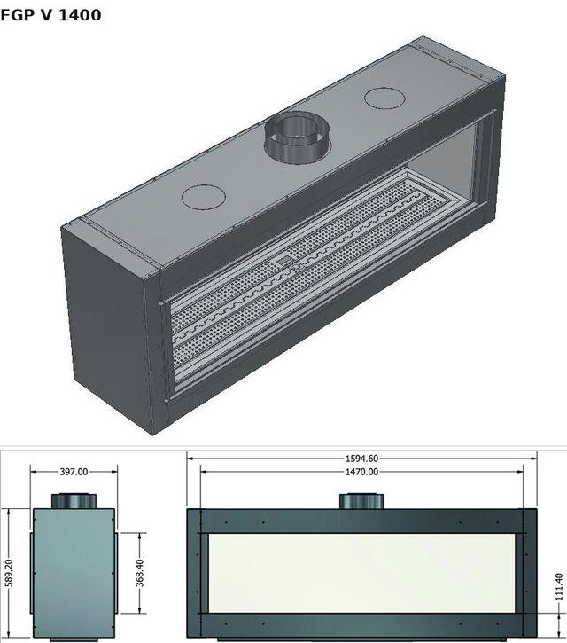 FGP V 1400 — render 3D y medidas